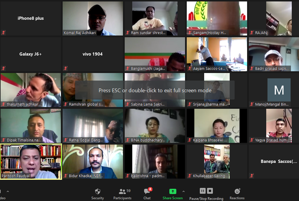 वागमती क्लष्टर आबद्ध साकोसहरुका लागि बीसीपी सम्बन्धी भर्चुअल कार्यशाला