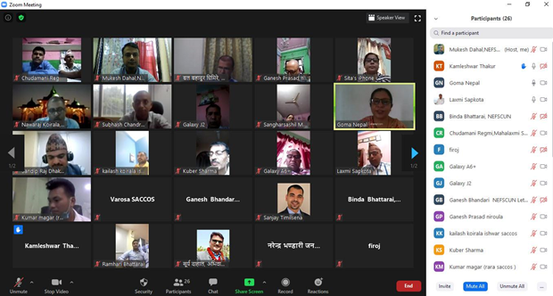 विराटनगर क्षेत्रका साकोसहरुका लागि भर्चुअल अभिमुखीकरण 