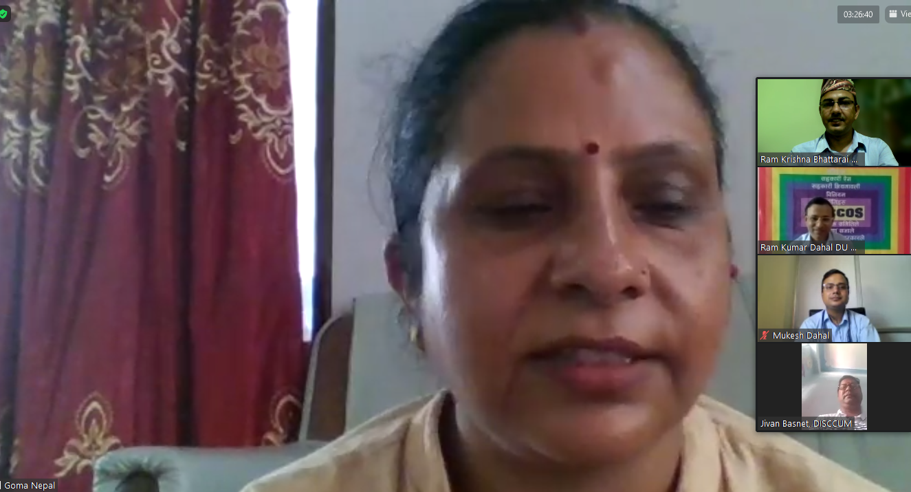 विपद जोखिम न्यूनीकरण सम्बन्धमा पूर्वका साकोसहरुसँग भर्चुअल अभिमुखिकरण